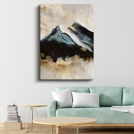 Dağların Soyut Yorumu - Karanlık ve Işık Kontrastı Kanvas Tablo