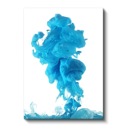 Mavi Akış - Suda Dans Eden Mürekkep Kanvas Tablo