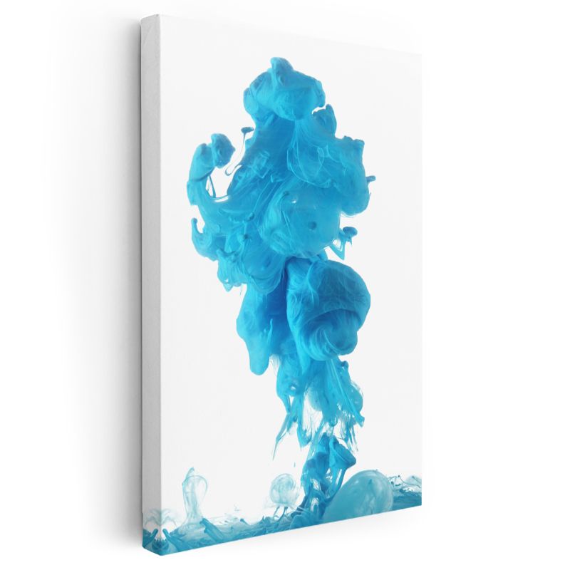 Mavi Akış - Suda Dans Eden Mürekkep Kanvas Tablo