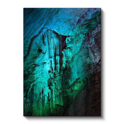 Turkuaz Derinlik - Mistik Mağara Formları Soyut Kanvas Tablo