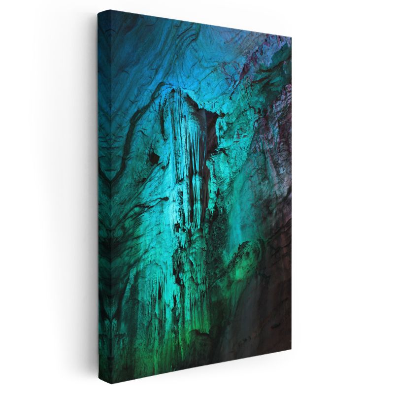Turkuaz Derinlik - Mistik Mağara Formları Soyut Kanvas Tablo