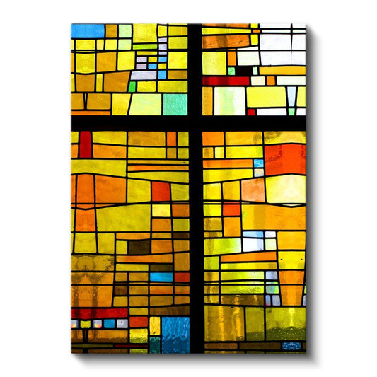 Altın Izgara - Sıcak Tonlarda Geometrik Soyut Kanvas Tablo