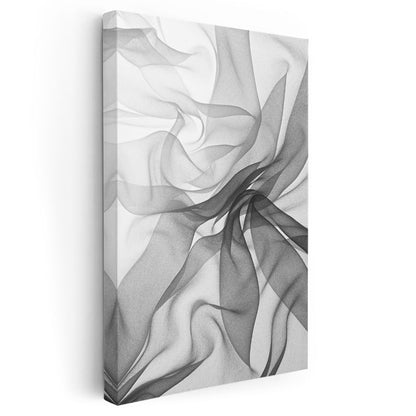 Duman Dansı - Monokrom Akışkan Formlar Soyut Kanvas Tablo