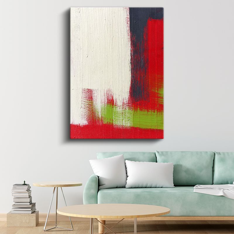 Minimal Kontrast - Kırmızı Beyaz Yeşil Soyut Kompozisyon Kanvas Tablo