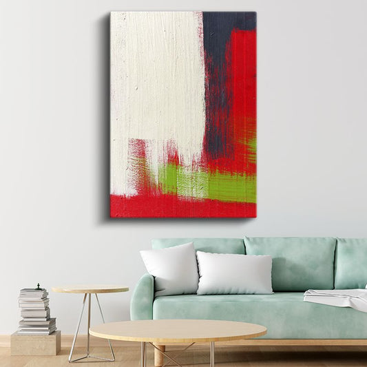 Minimal Kontrast - Kırmızı Beyaz Yeşil Soyut Kompozisyon Kanvas Tablo