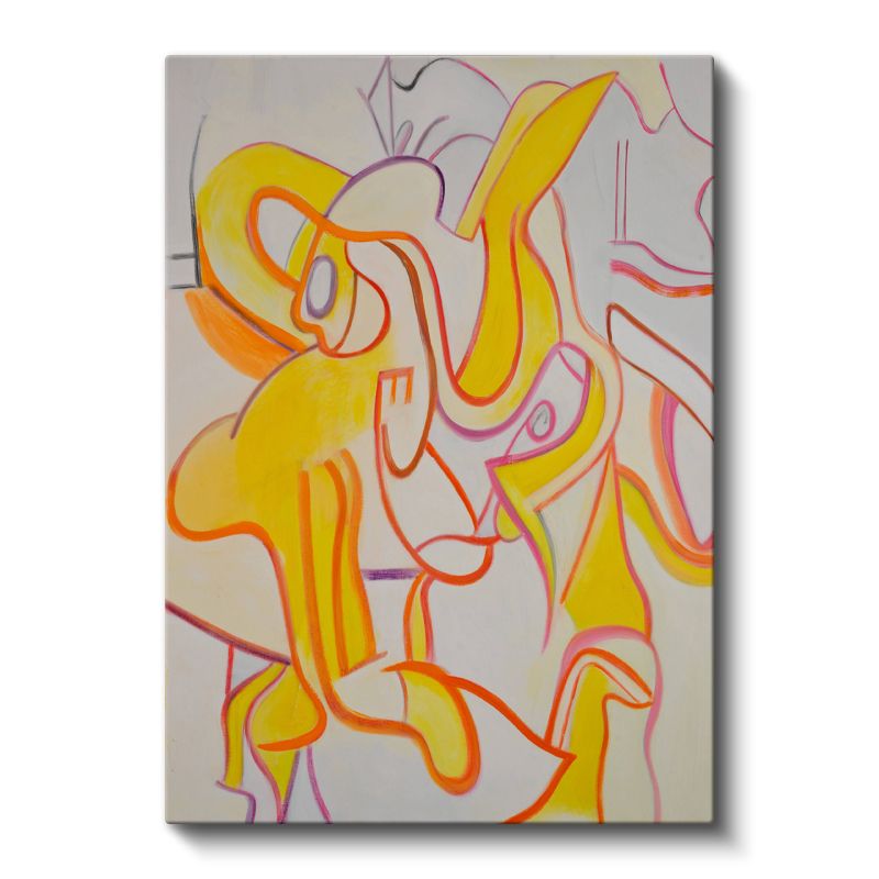 Sarı Ritim - Dinamik Çizgiler ve Formlar Soyut Kanvas Tablo