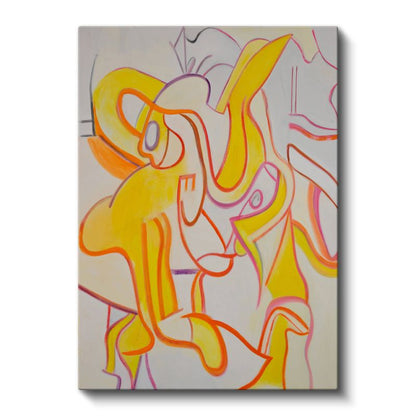 Sarı Ritim - Dinamik Çizgiler ve Formlar Soyut Kanvas Tablo