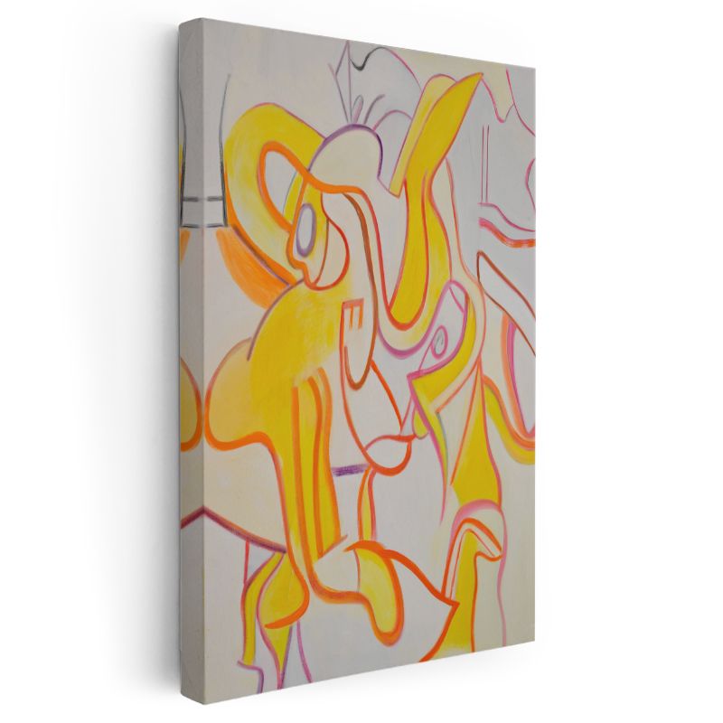 Sarı Ritim - Dinamik Çizgiler ve Formlar Soyut Kanvas Tablo