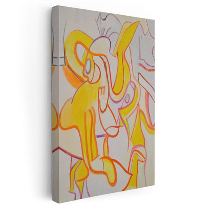 Sarı Ritim - Dinamik Çizgiler ve Formlar Soyut Kanvas Tablo