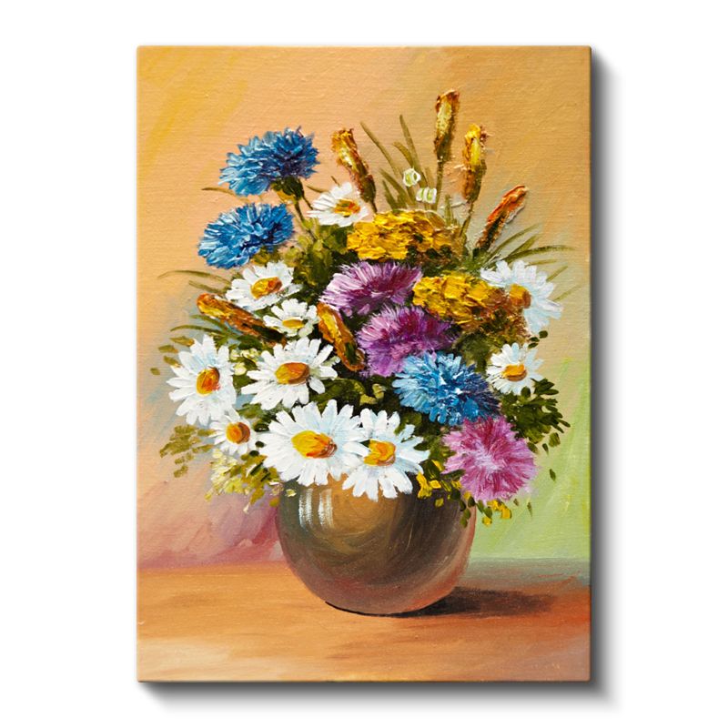 Çiçek Senfonisi - Renkli Papatya ve Yabani Çiçekler Kanvas Tablo