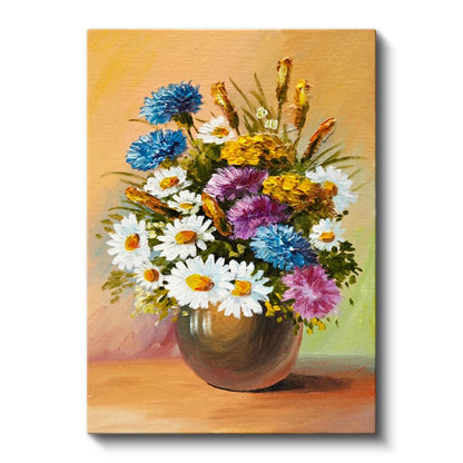 Çiçek Senfonisi - Renkli Papatya ve Yabani Çiçekler Kanvas Tablo