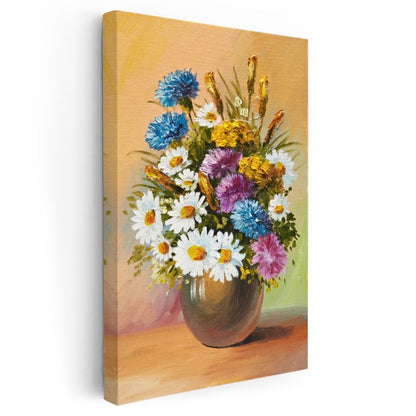 Çiçek Senfonisi - Renkli Papatya ve Yabani Çiçekler Kanvas Tablo