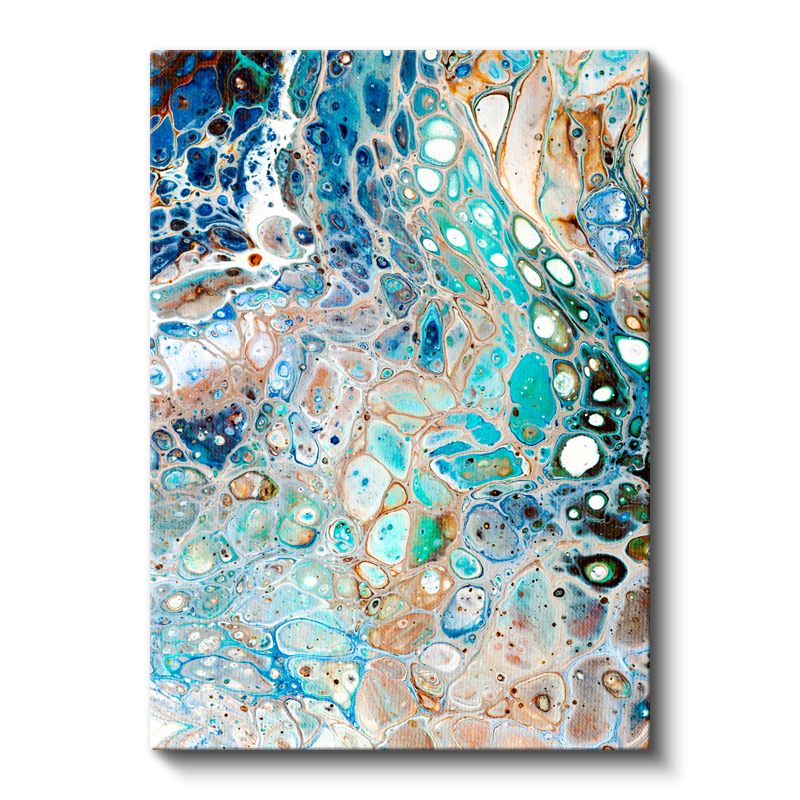 Okyanus Akıntısı - Sıvı Mavi Turkuaz Soyut Desen Kanvas Tablo