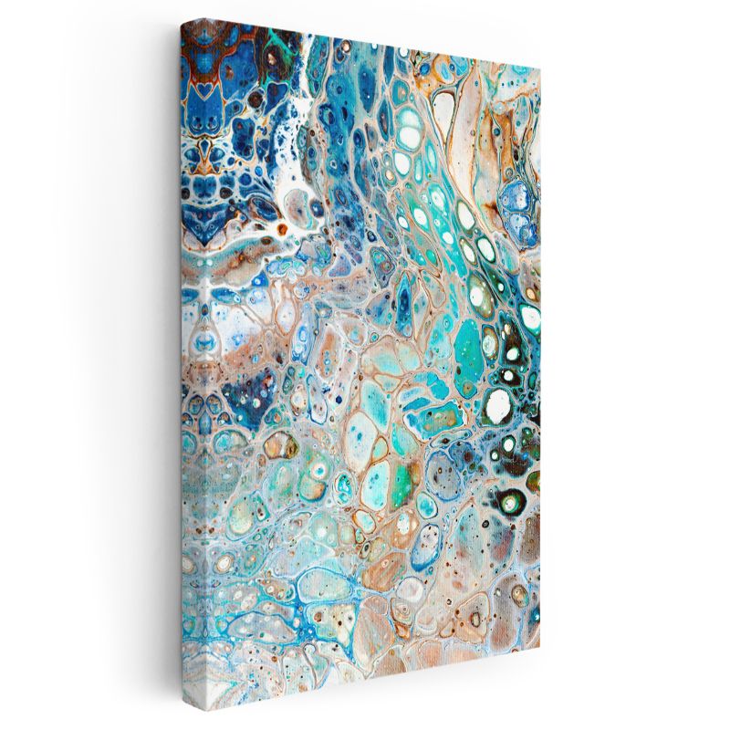 Okyanus Akıntısı - Sıvı Mavi Turkuaz Soyut Desen Kanvas Tablo