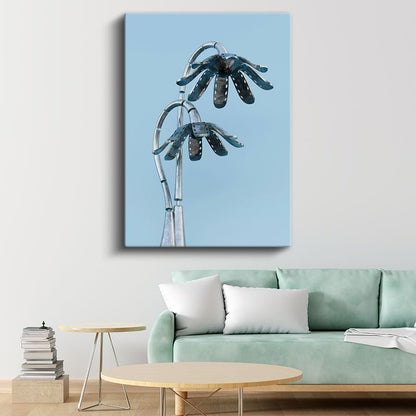 Metalik Flora - Endüstriyel Çiçek Formları Kanvas Tablo