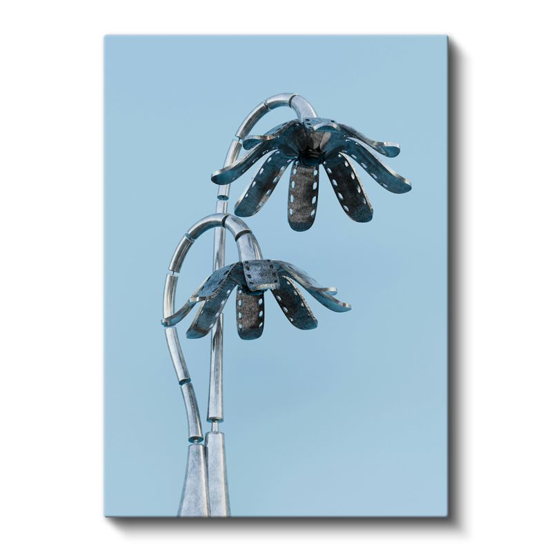 Metalik Flora - Endüstriyel Çiçek Formları Kanvas Tablo