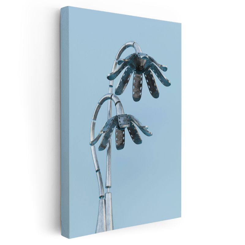 Metalik Flora - Endüstriyel Çiçek Formları Kanvas Tablo