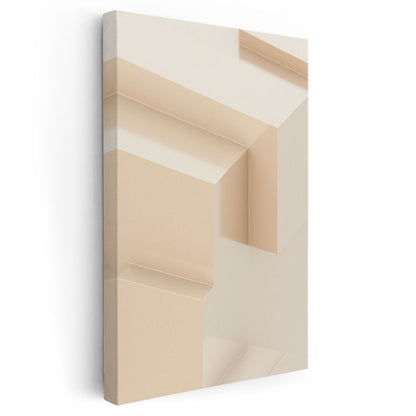 Mimari Sadelik - Geometrik Bej Katmanlar Kanvas Tablo