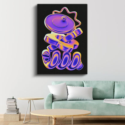 Neon Heykel - Soyut 3D Kompozisyon Kanvas Tablo