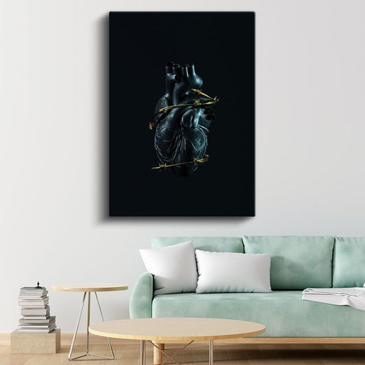 Kısıtlı Kalp - Dramatik Kontrast Heykel Kanvas Tablo