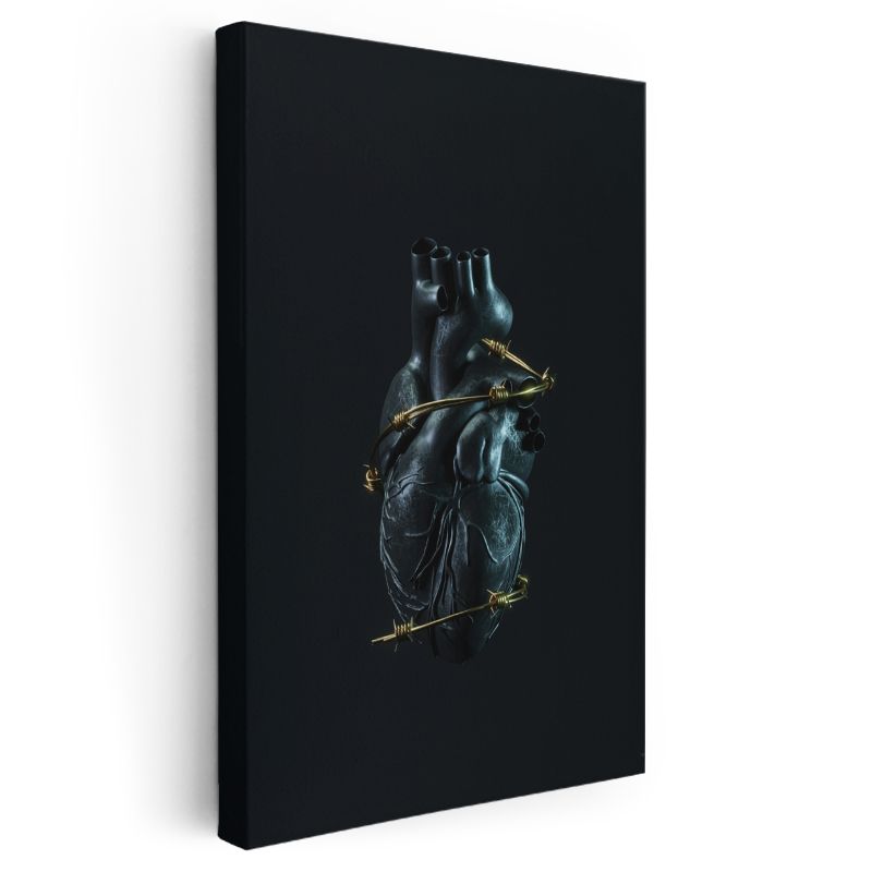 Kısıtlı Kalp - Dramatik Kontrast Heykel Kanvas Tablo