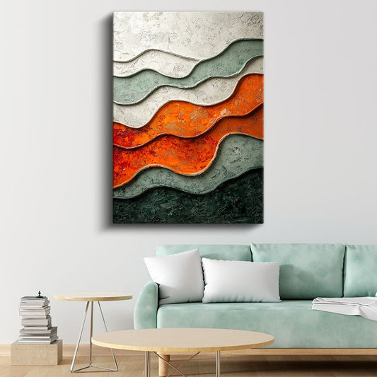Katmanlar Arası - Dokulu Dalga Kompozisyonu Kanvas Tablo