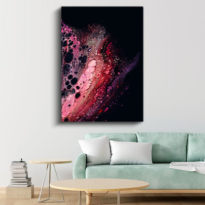 Kozmik Akış - Pembe Sıvı Kabarcıklar Kanvas Tablo