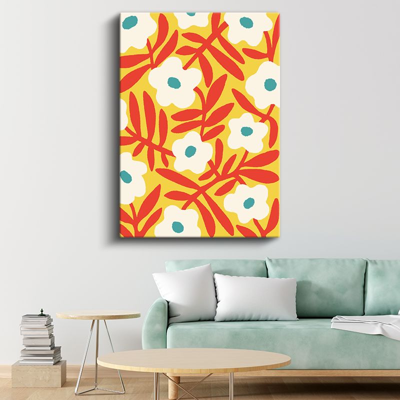 Geometrik Çiçekler - Retro Botanik Desen Kanvas Tablo