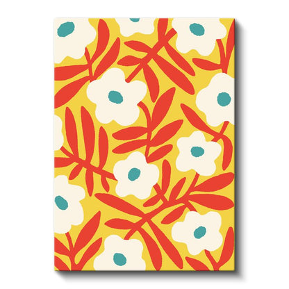 Geometrik Çiçekler - Retro Botanik Desen Kanvas Tablo