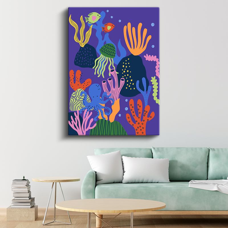 Deniz Yaşamı - Renkli Mercan Resifi Kanvas Tablo