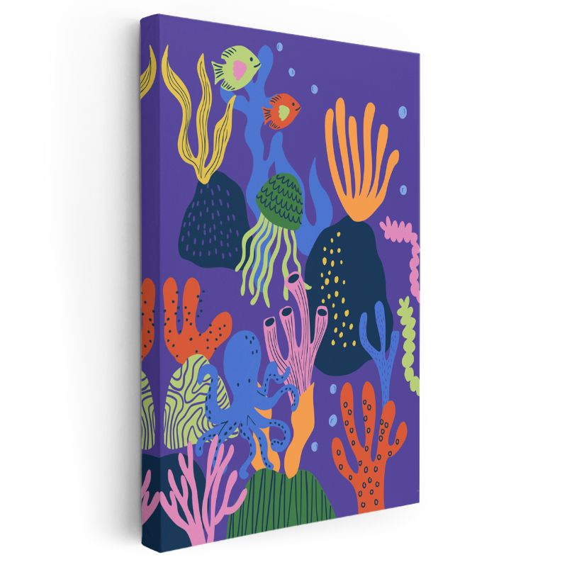 Deniz Yaşamı - Renkli Mercan Resifi Kanvas Tablo