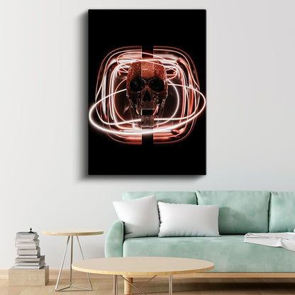 Neon Kafatası - Modern Işık Sanatı Kanvas Tablo