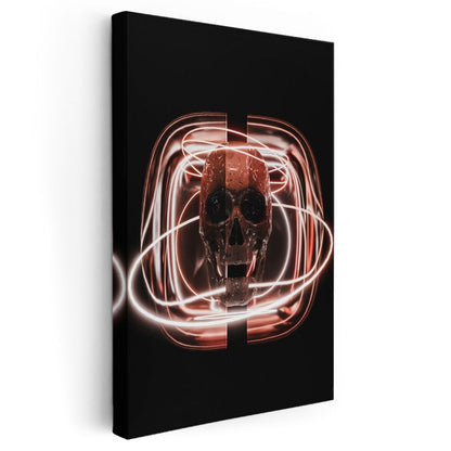Neon Kafatası - Modern Işık Sanatı Kanvas Tablo