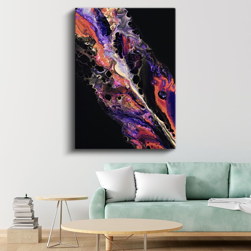 Kozmik Akış - Mor ve Turuncu Sıvı Sanatı Kanvas Tablo