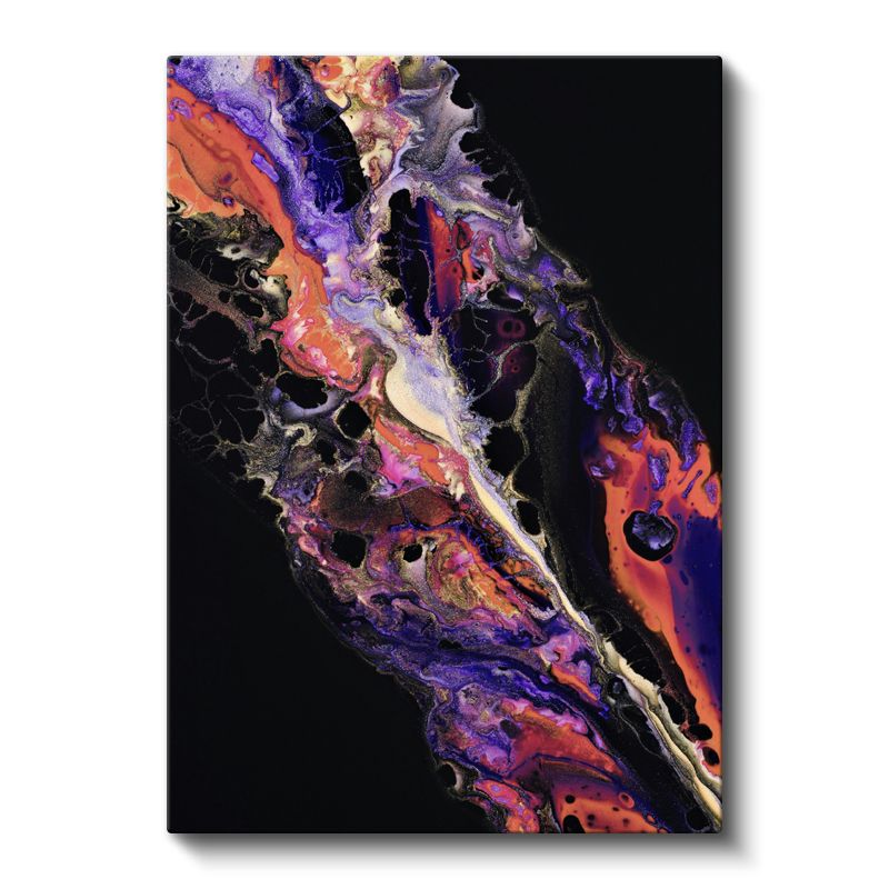 Kozmik Akış - Mor ve Turuncu Sıvı Sanatı Kanvas Tablo