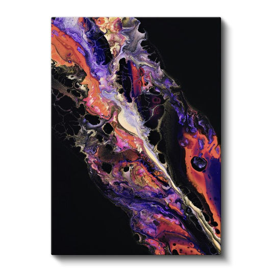 Kozmik Akış - Mor ve Turuncu Sıvı Sanatı Kanvas Tablo