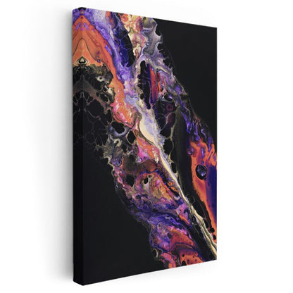 Kozmik Akış - Mor ve Turuncu Sıvı Sanatı Kanvas Tablo