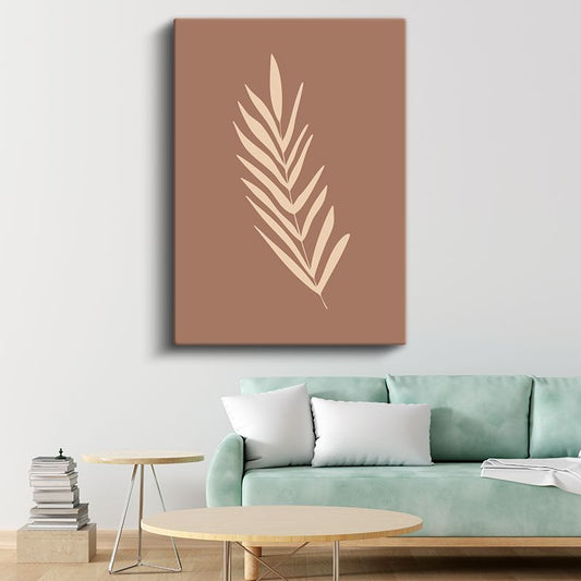 Botanik Siluet - Minimalist Yaprak Deseni Kanvas Tablo