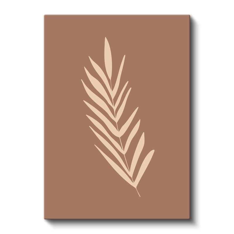 Botanik Siluet - Minimalist Yaprak Deseni Kanvas Tablo