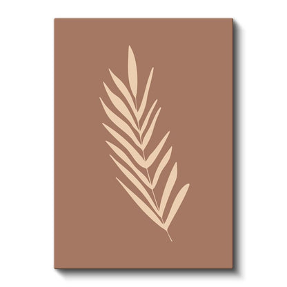 Botanik Siluet - Minimalist Yaprak Deseni Kanvas Tablo