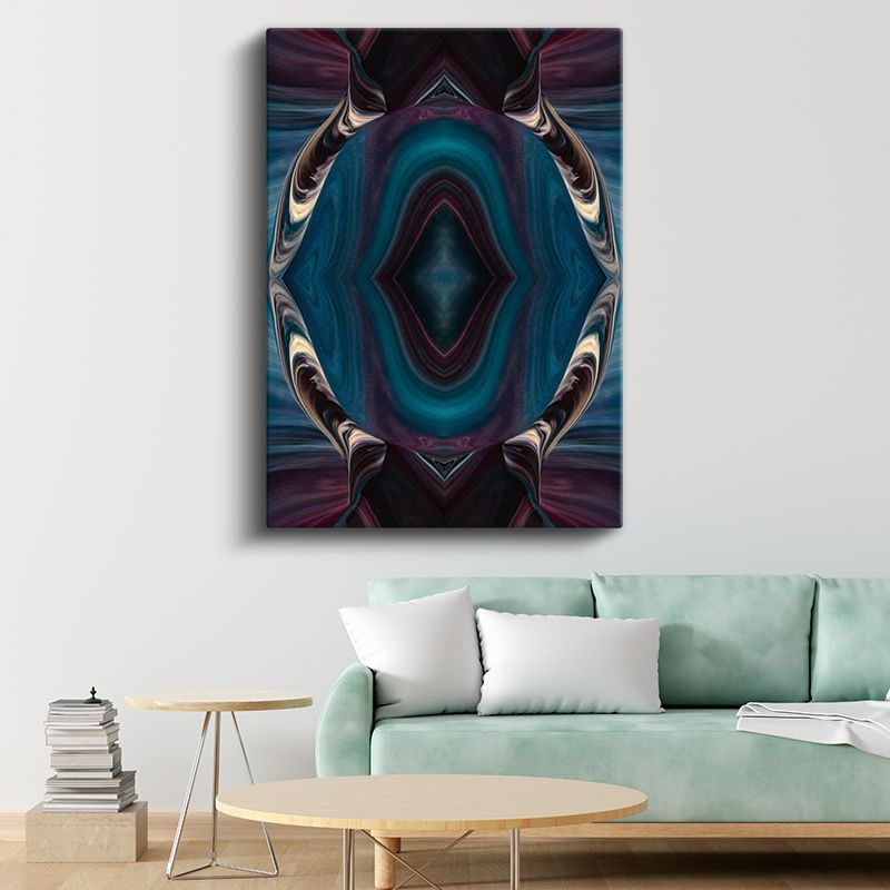 Mistik Simetri - Mavi Mor Kaleidoskop Deseni Kanvas Tablo