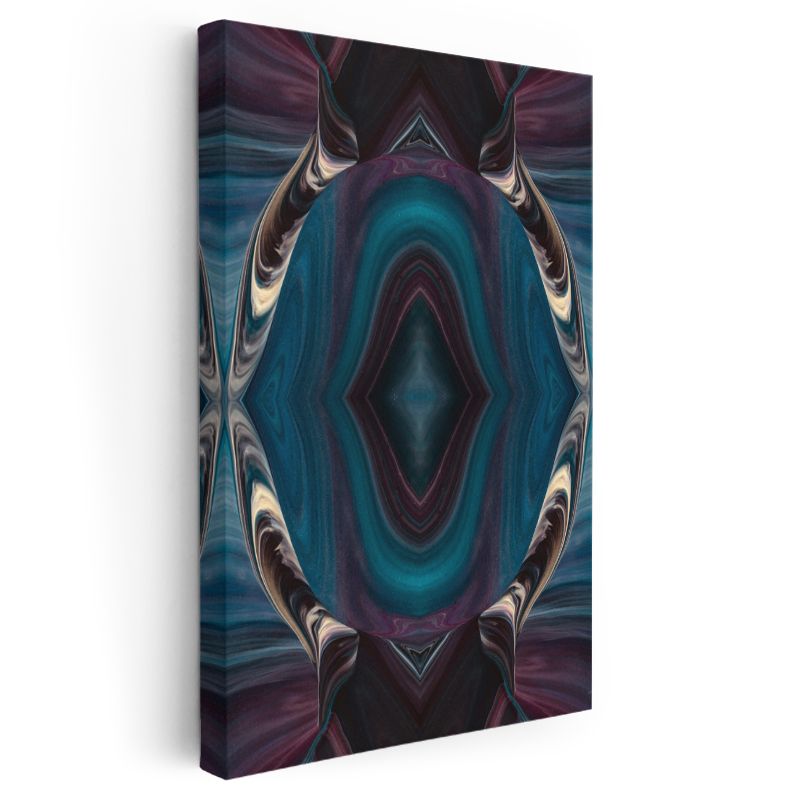 Mistik Simetri - Mavi Mor Kaleidoskop Deseni Kanvas Tablo