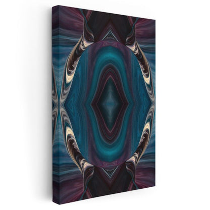 Mistik Simetri - Mavi Mor Kaleidoskop Deseni Kanvas Tablo