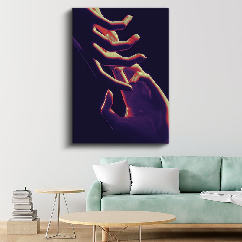 Neon Hareket - Karanlıkta Parlayan Eller Kanvas Tablo