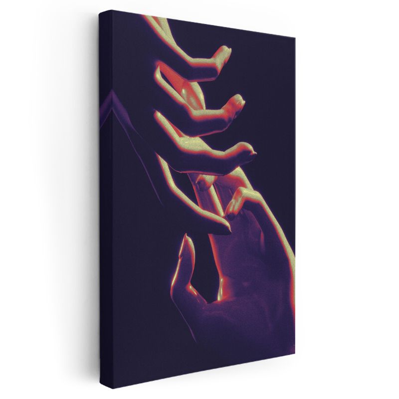 Neon Hareket - Karanlıkta Parlayan Eller Kanvas Tablo