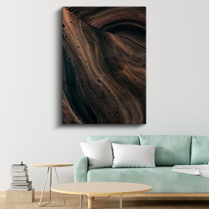 Toprak Dokusu - Kahverengi Akışkan Çizgiler Kanvas Tablo