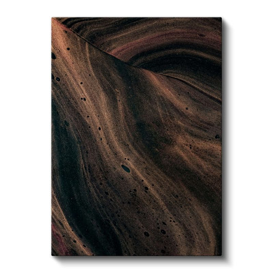 Toprak Dokusu - Kahverengi Akışkan Çizgiler Kanvas Tablo