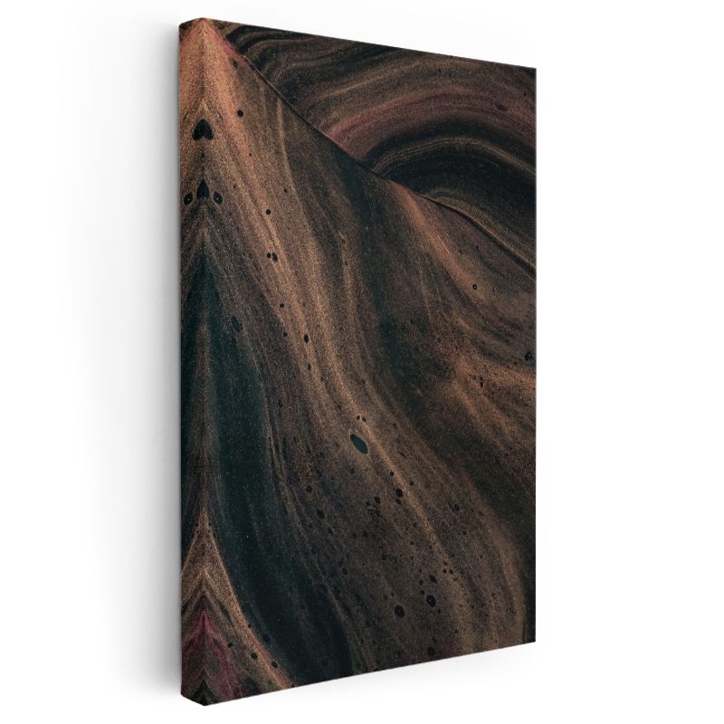 Toprak Dokusu - Kahverengi Akışkan Çizgiler Kanvas Tablo