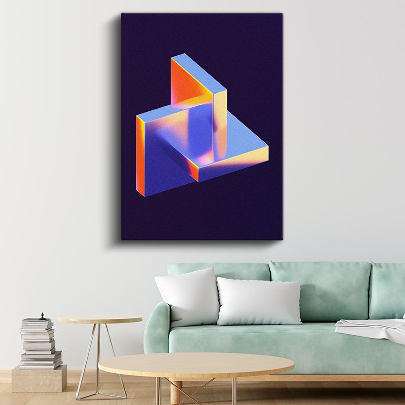 Geometrik Boyutlar - Neon Işıklı 3D Yapı Kanvas Tablo