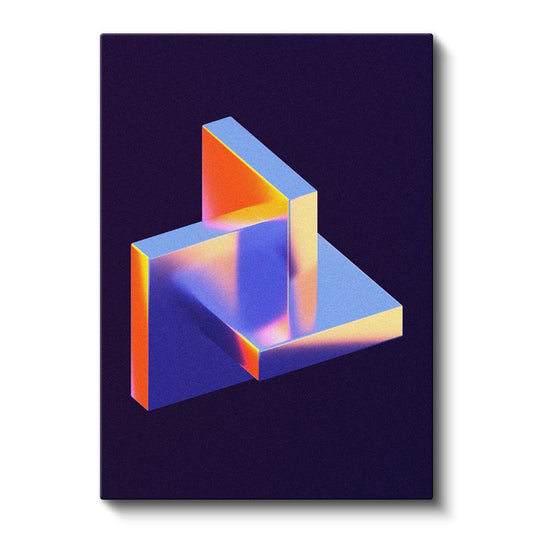 Geometrik Boyutlar - Neon Işıklı 3D Yapı Kanvas Tablo